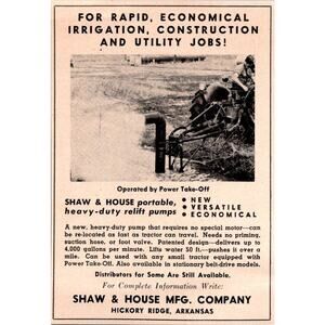Shaw & House Mfg Company Shaw & House Portable Hickory Ridge AR 1957 Ad SAI2-H12